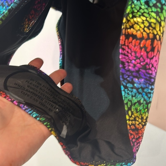 Spree Girl Swim Black Mesh Rainbow holographic rave one piece swimsuit medium - Picture 4 of 7